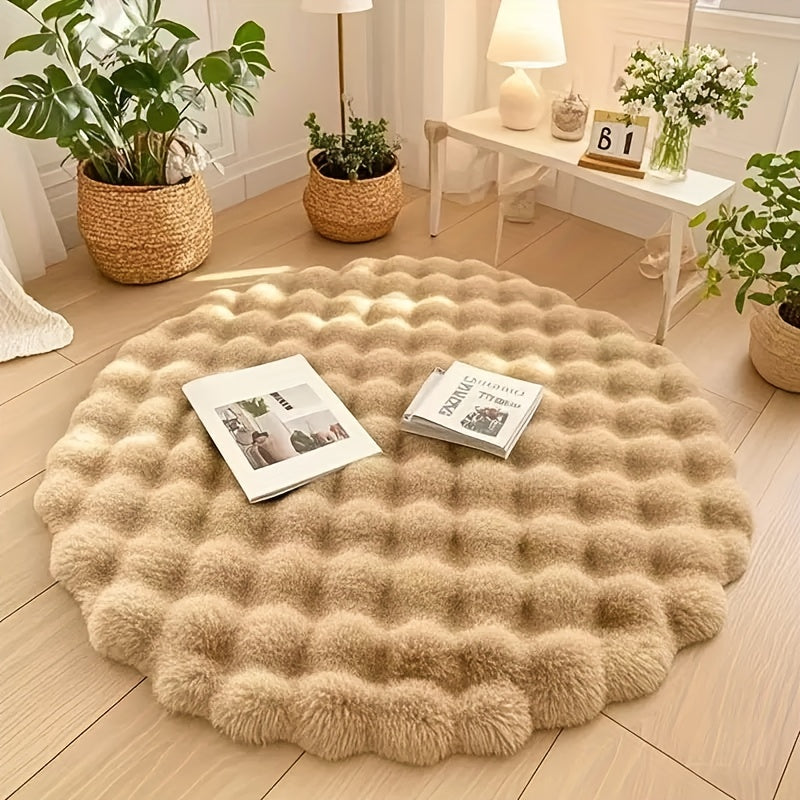 Nerys Bubble Round Rug – Khaki