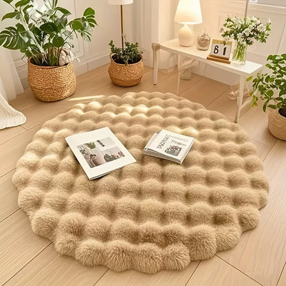 Nerys Bubble Round Rug – Khaki