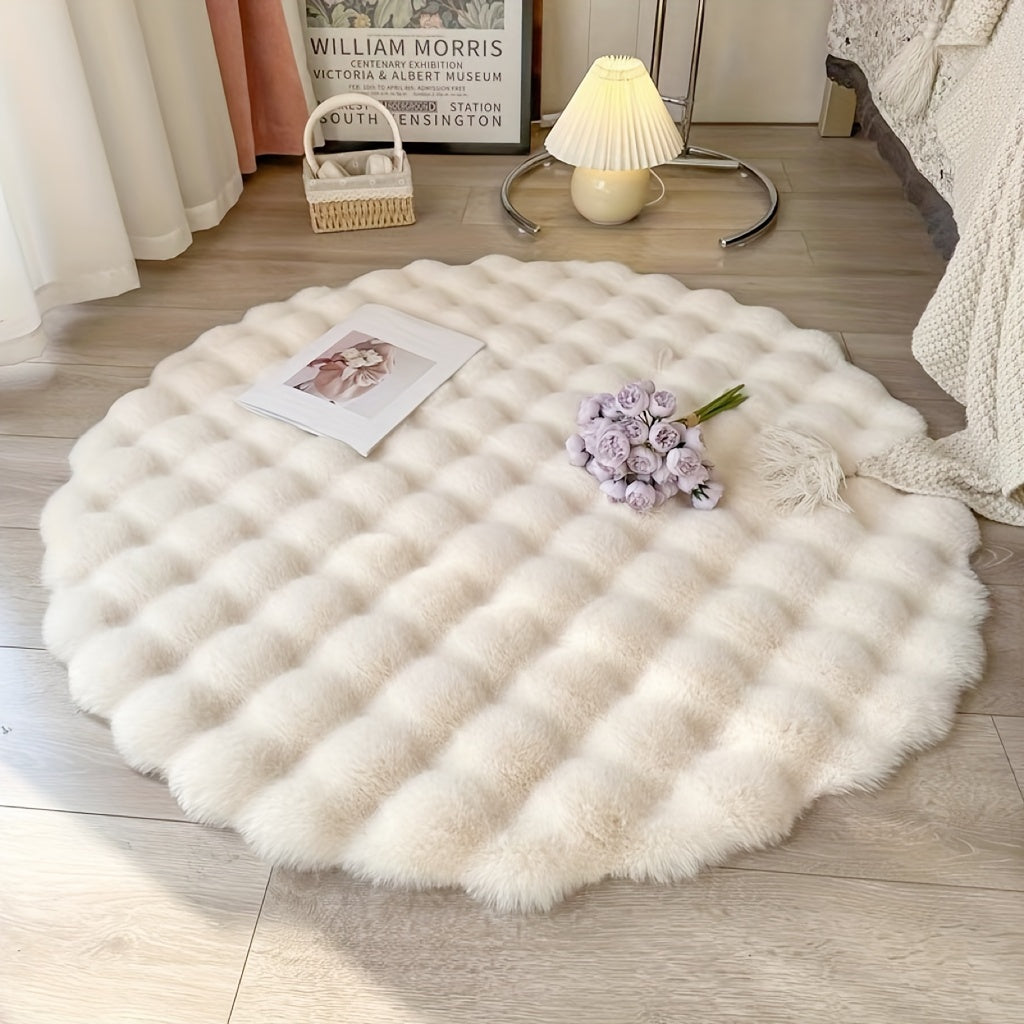 Nerys Bubble Round Rug – Beige