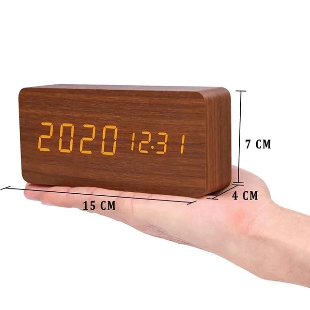 Jocasta LED Alarm Clock – Brown, view 13