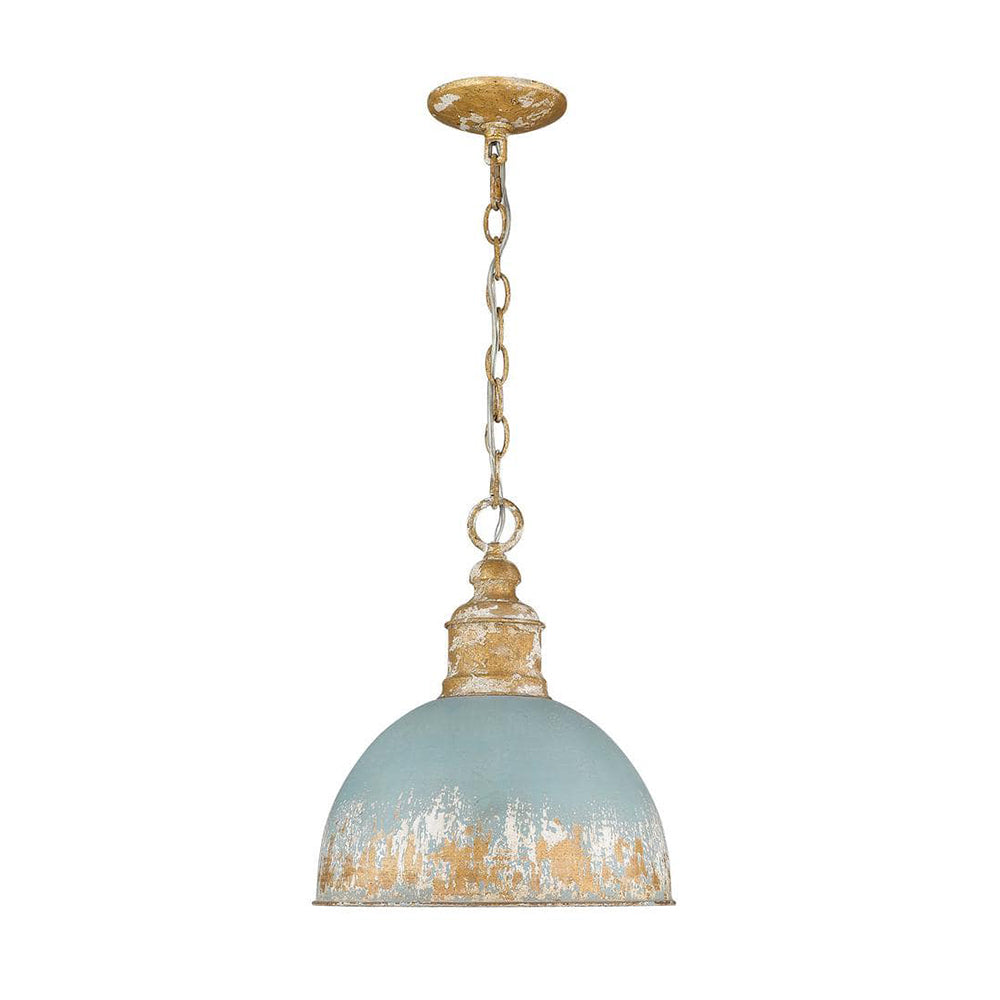 Marisol painted dome pendant – in blue on white