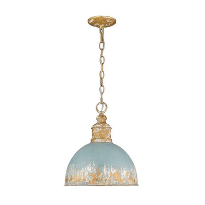 Marisol painted dome pendant – in blue on white