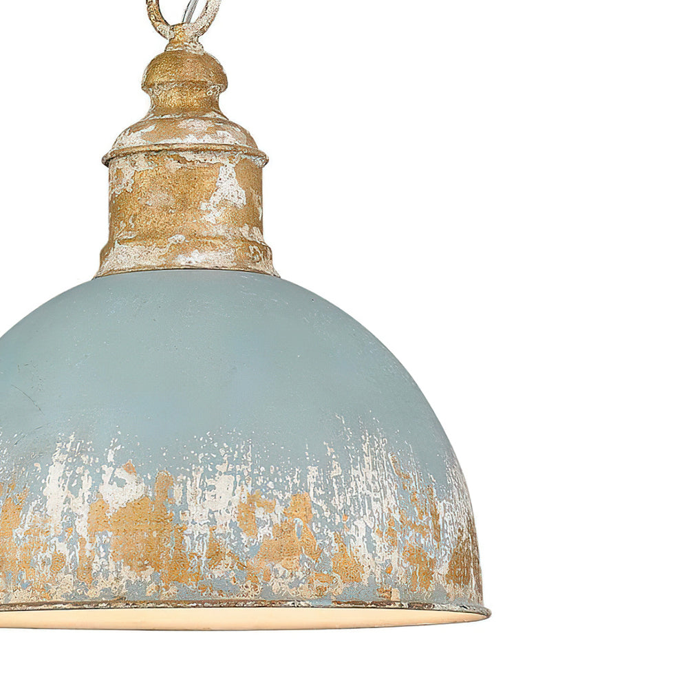 Marisol painted dome pendant – blue dome close-up