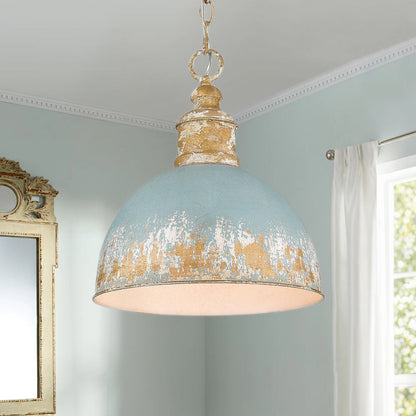 Marisol painted dome pendant – in blue in a room