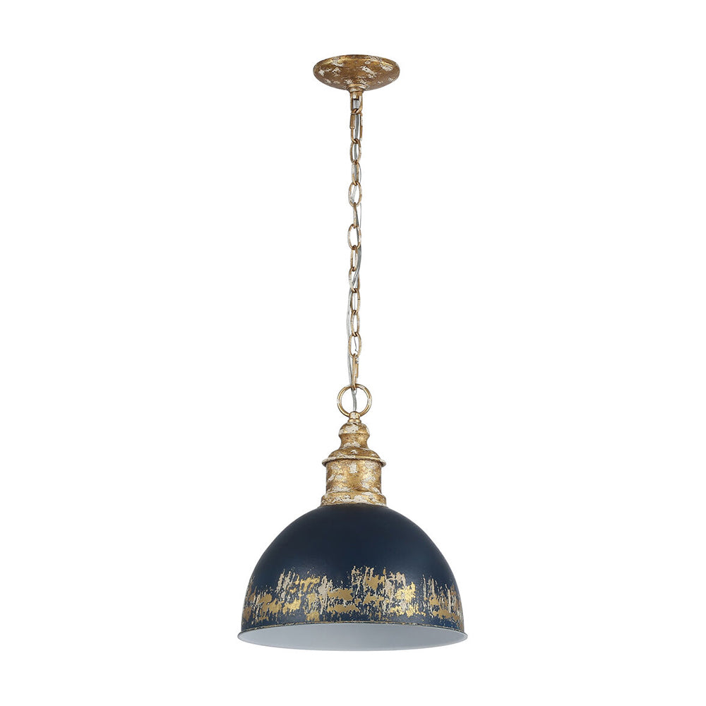 Marisol painted dome pendant – in navy on white