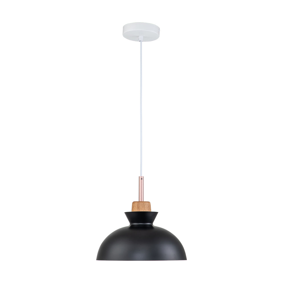 Solene black dome pendant light, on white
