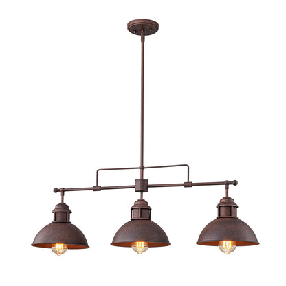 Benedict 3-light linear dome pendant – in bronze on white, alternate view