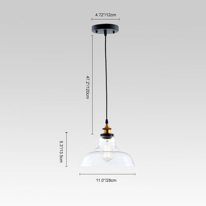 Jasper handblown glass dome pendant – size diagram