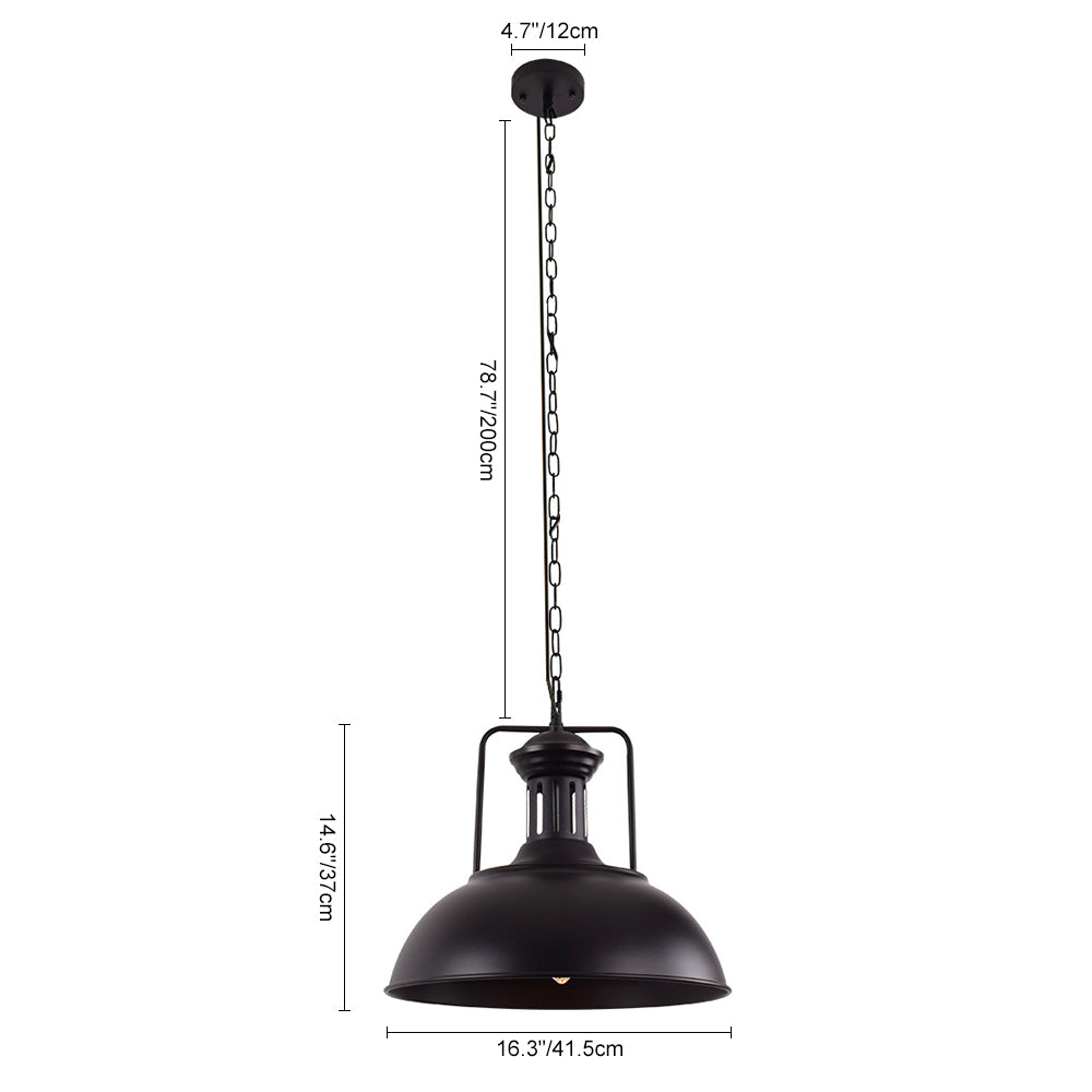 Hugo dome pendant light size diagram with dimensions