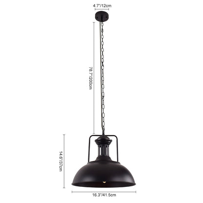 Hugo dome pendant light size diagram with dimensions