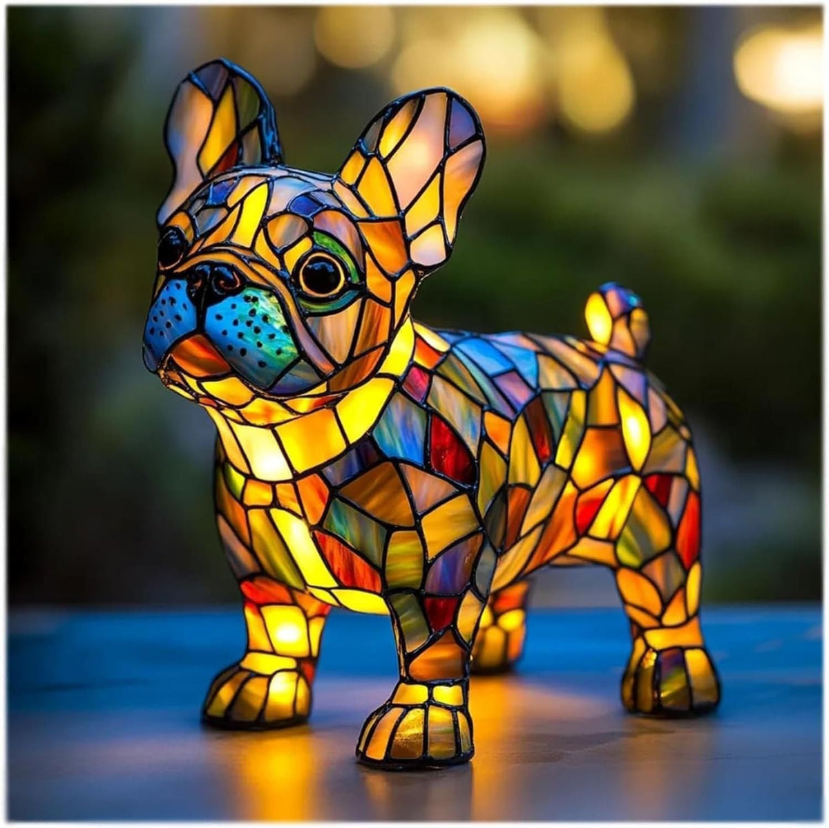 Hollis Stained Glass Dog Table Lamp – D