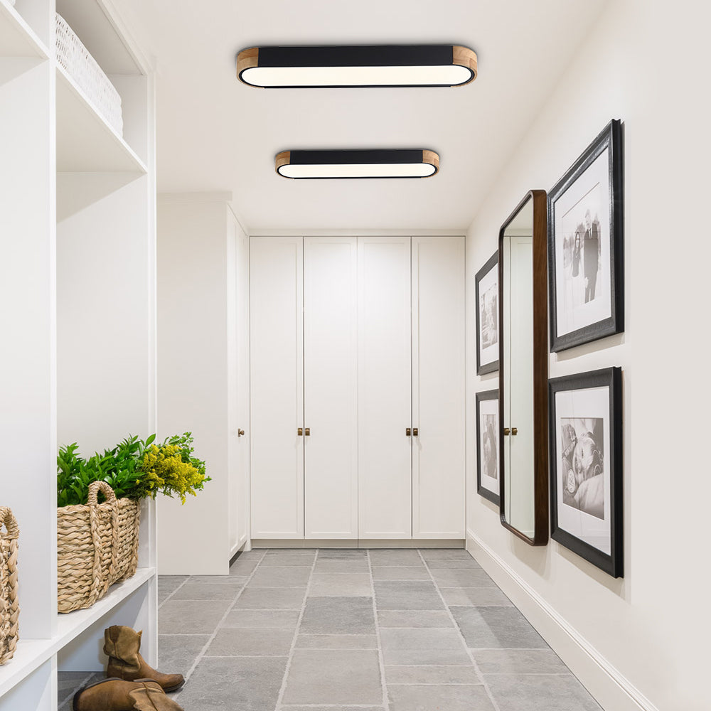 Two Imogen oval LED ceiling lights in a hallway