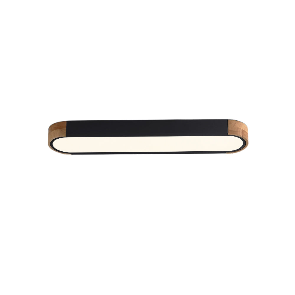 Imogen black oval LED ceiling light, on white