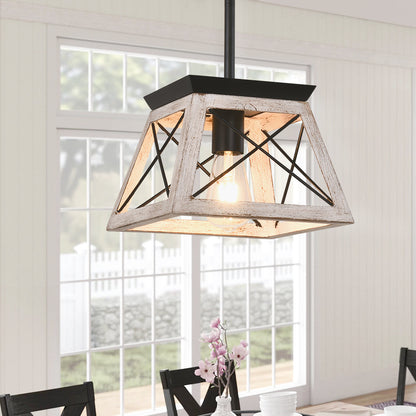 Horatio square cage pendant light – whitewashed by a window