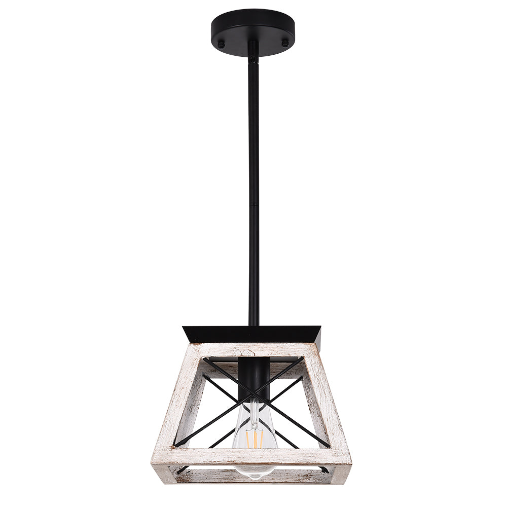 Horatio square cage pendant light – whitewashed on white