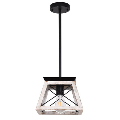 Horatio square cage pendant light – whitewashed on white