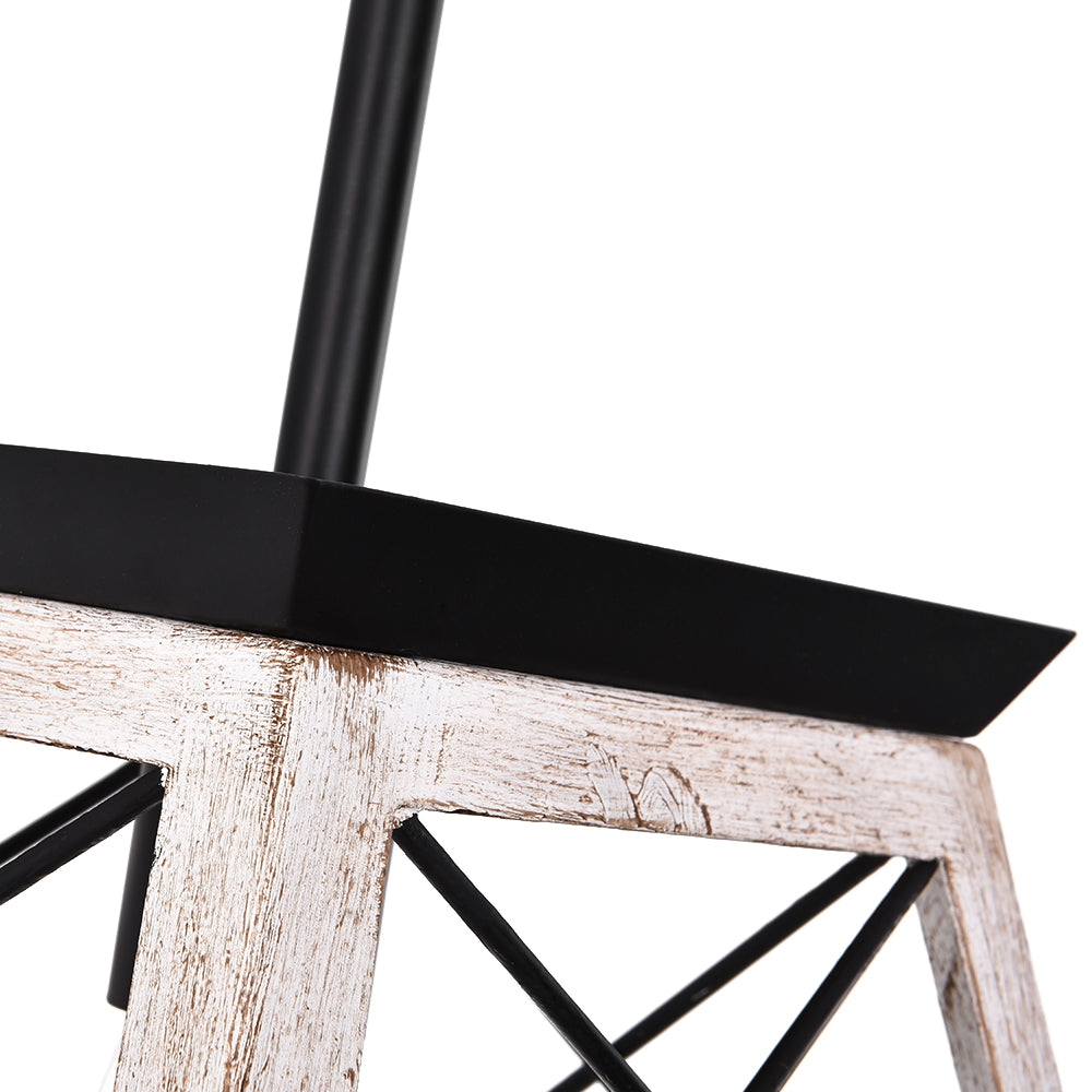 Horatio square cage pendant light – whitewashed frame and black top close-up