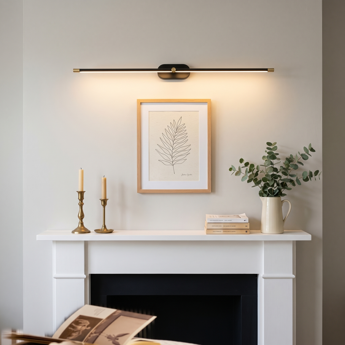 Aurelia Cordless LED Wall Lamp - fireplace mantel