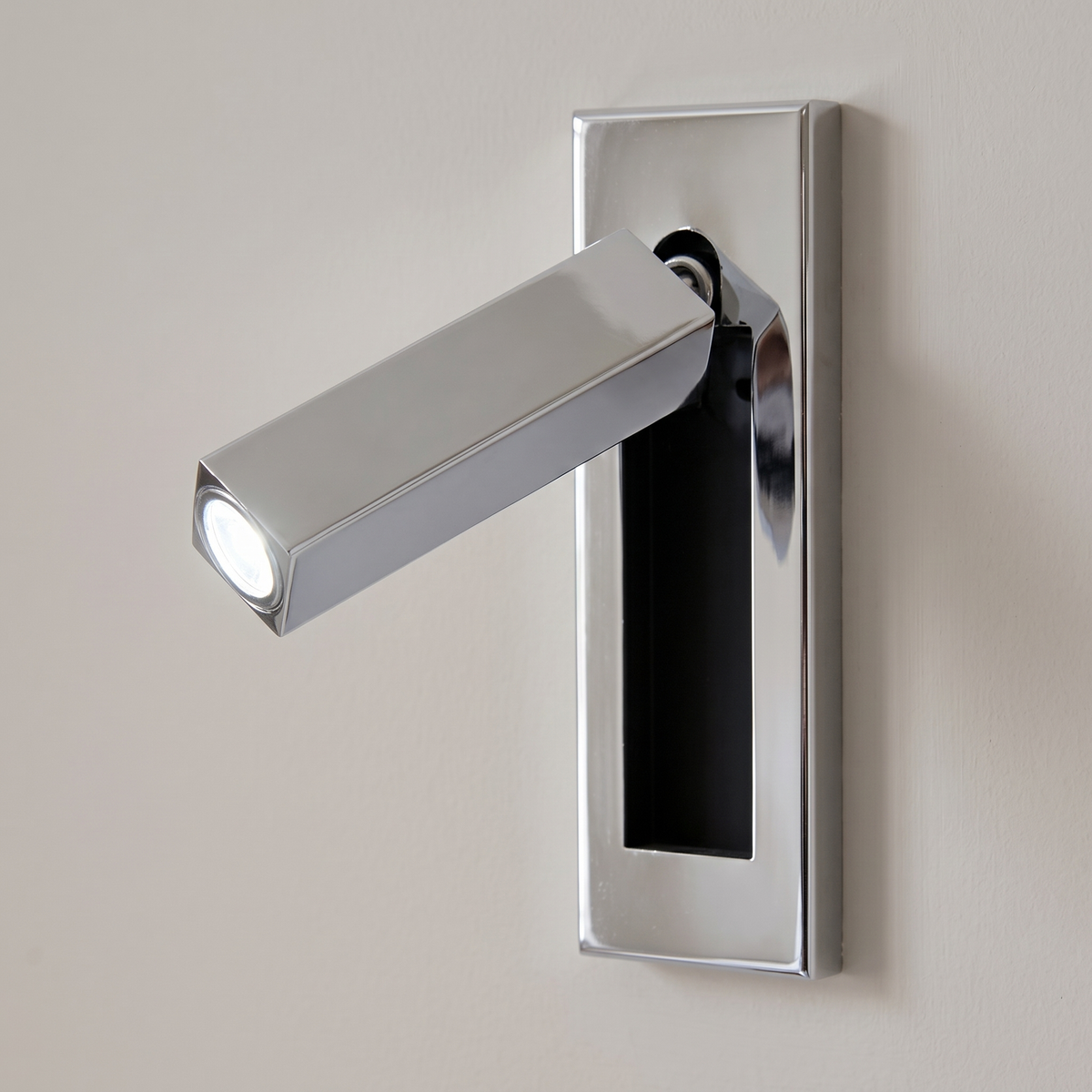 Lorenzo Bedside Sconce - Chrome, square, hidden switch