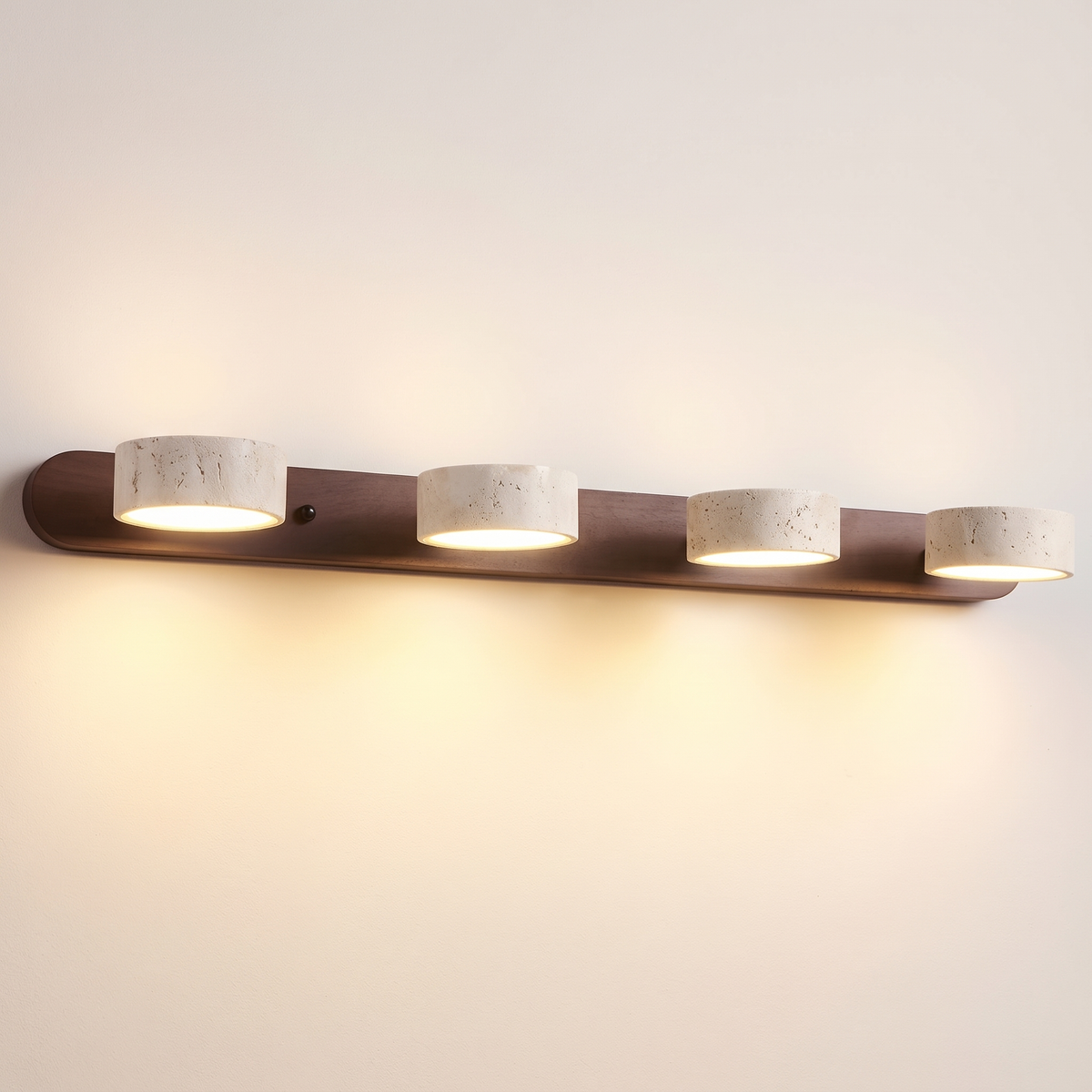Livia travertine wall light, 4-light walnut
