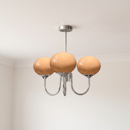 Margaux 3-light chandelier, chrome and orange