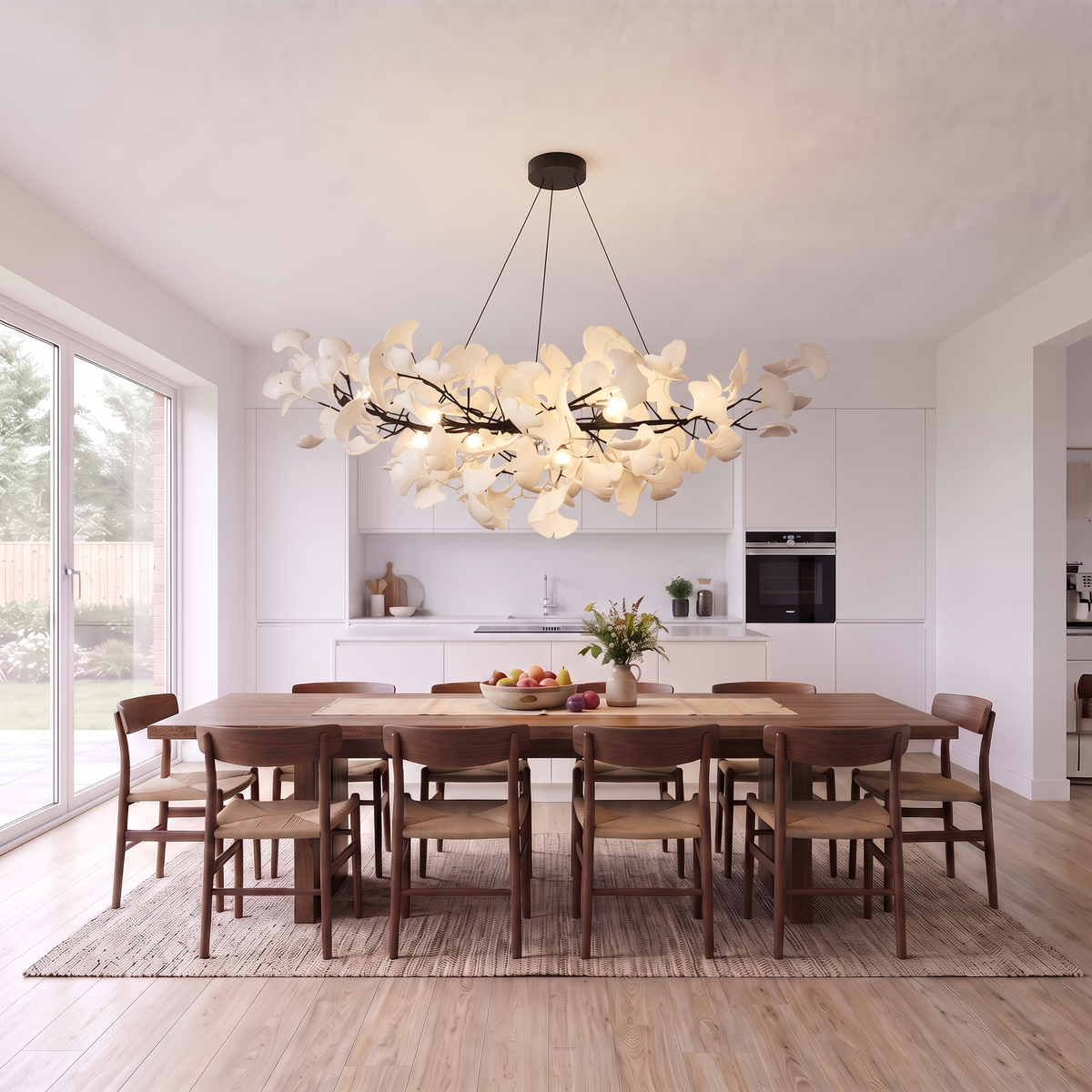 Seraphina 180–200 cm black over a dining table