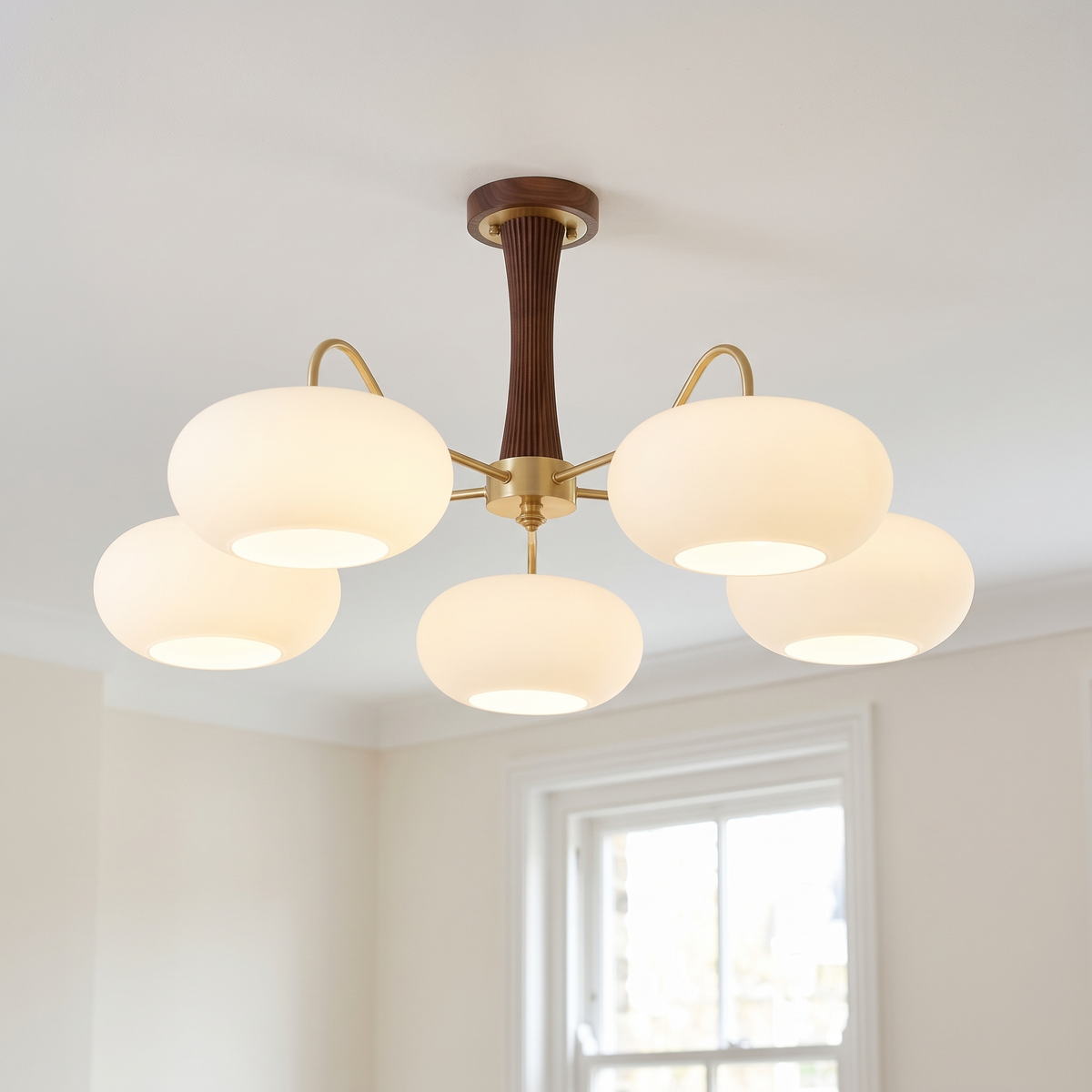 Cassius 5 lamps, short, walnut