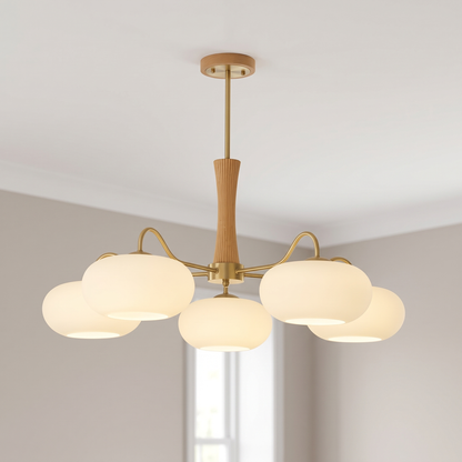 Cassius 5 lamps, tall, natural wood