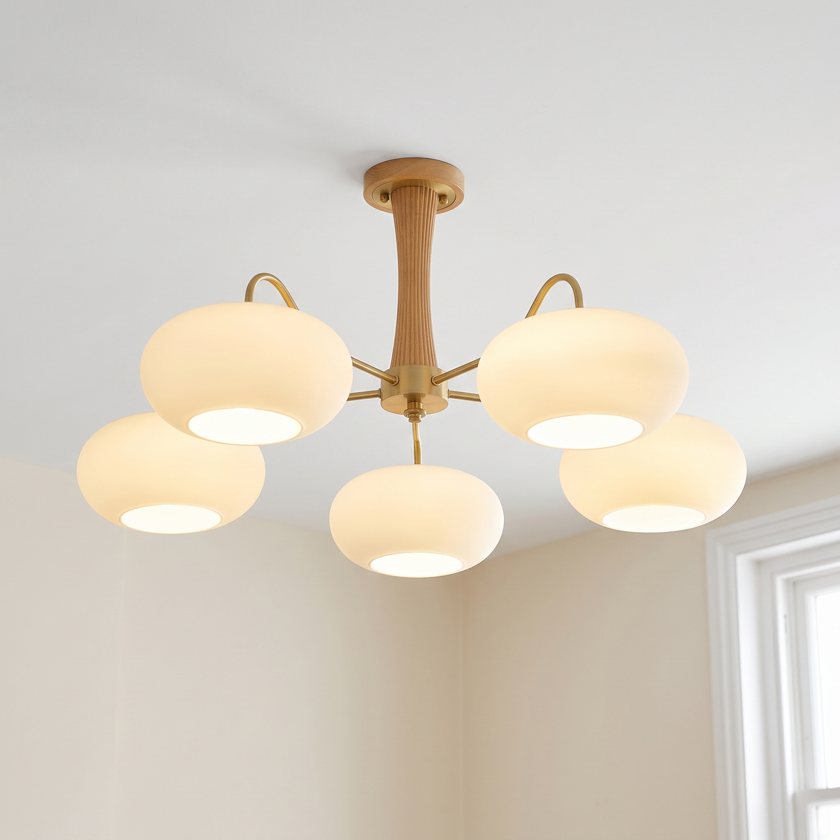 Cassius 5 lamps, short, natural wood