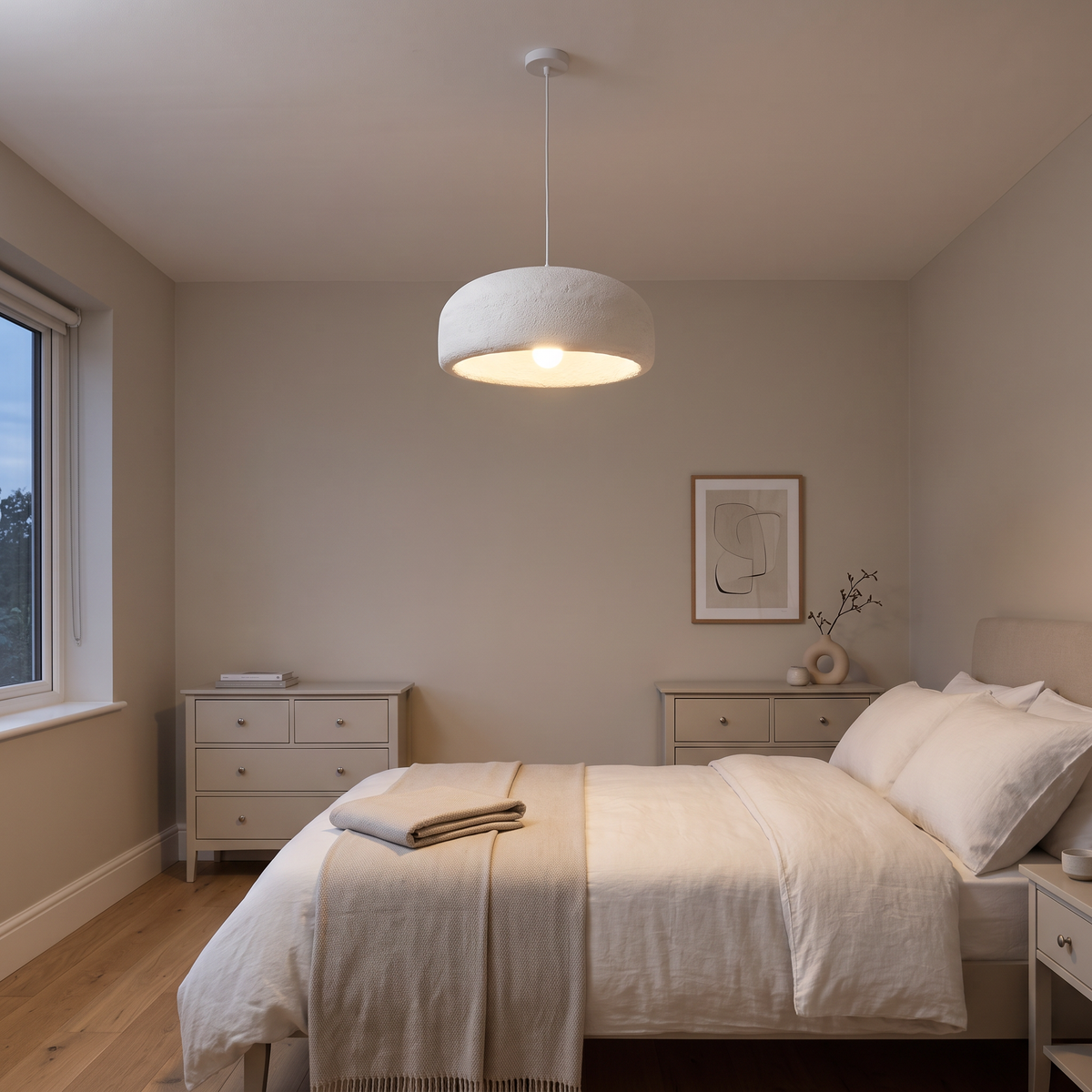 Lucienne cloud pendant – glowing in a bedroom