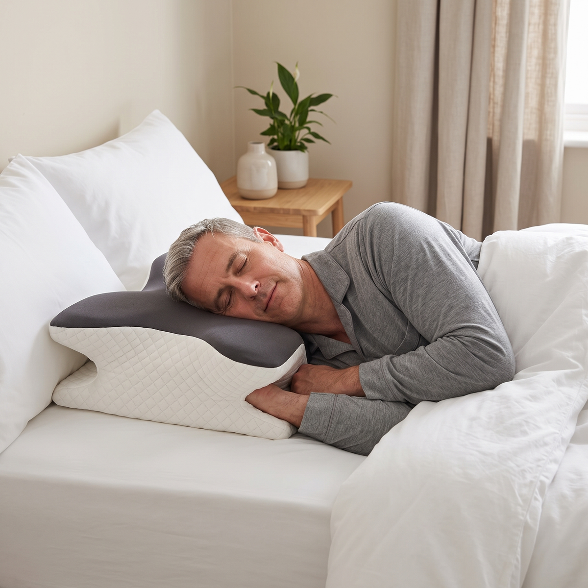 Linnea raised contour pillow – supporting a sleeper in bed