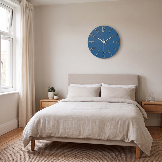 Damaris modern wall clock – above a bed