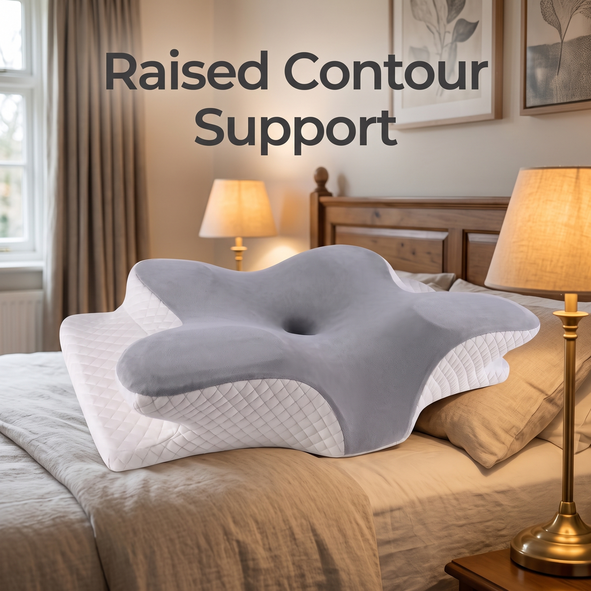 Linnea Raised Contour Pillow for Bedrooms with Memory Foam