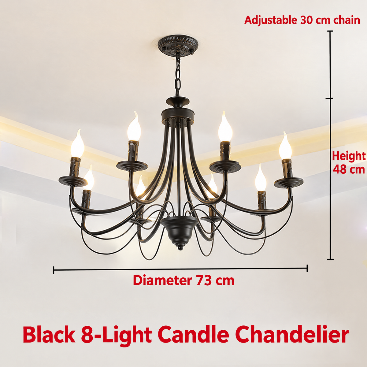 Ramona 8-light – 73 cm diameter, 48 cm high