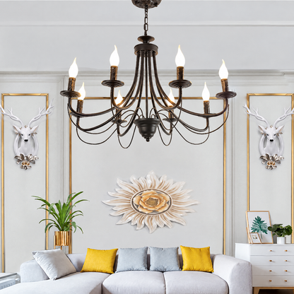 Ramona black candle chandelier – in a living room