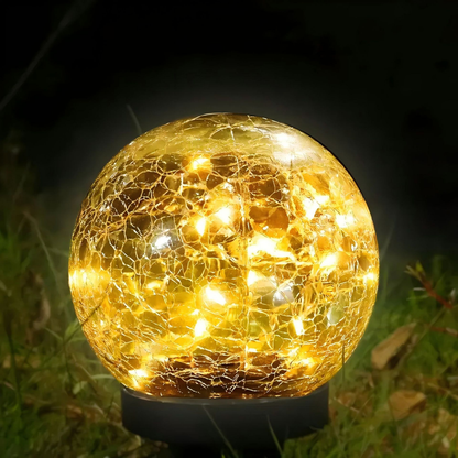 Ewan Crackle Glass Solar Orb Light – Clear