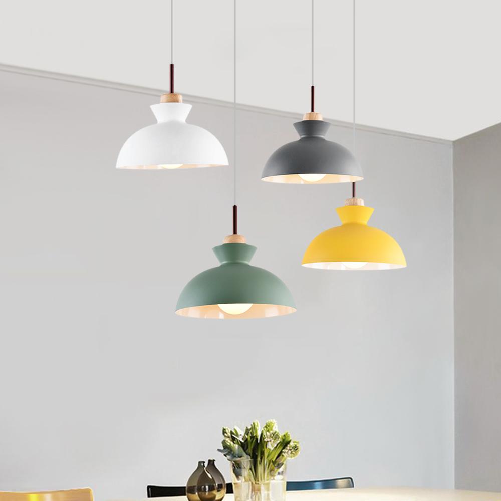 Solene dome pendant lights in white, grey, green and yellow