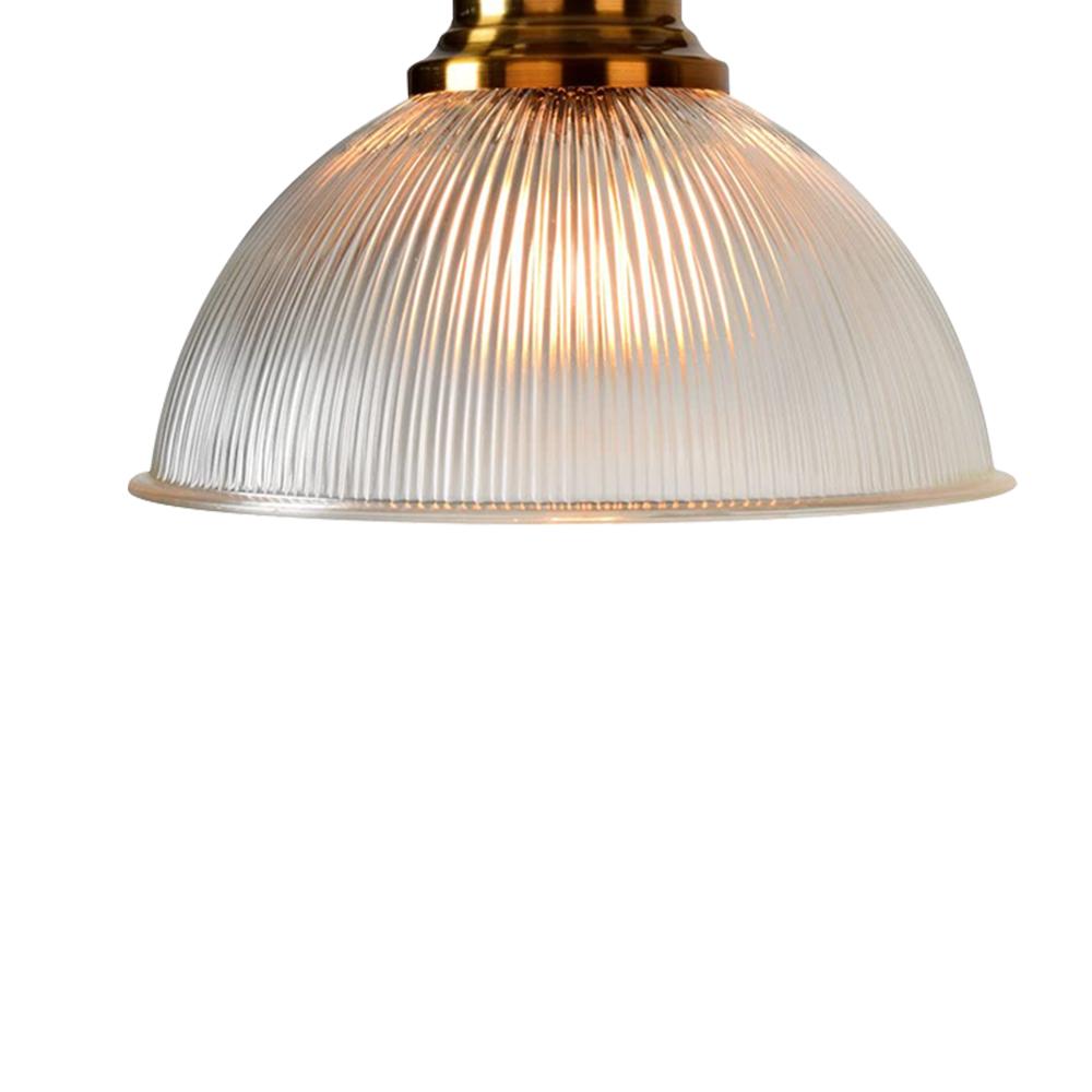 Everett ribbed glass dome pendant – ribbed glass shade close-up