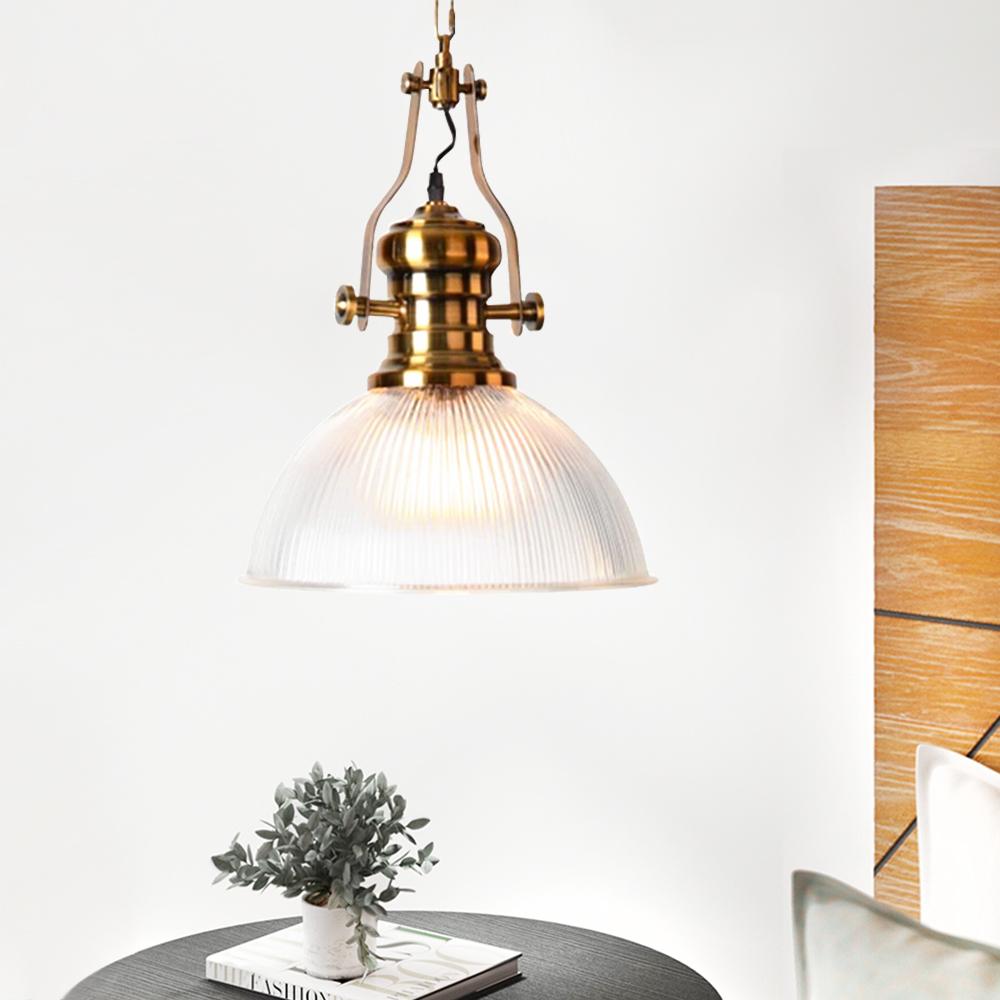 Everett ribbed glass dome pendant – in a bright room