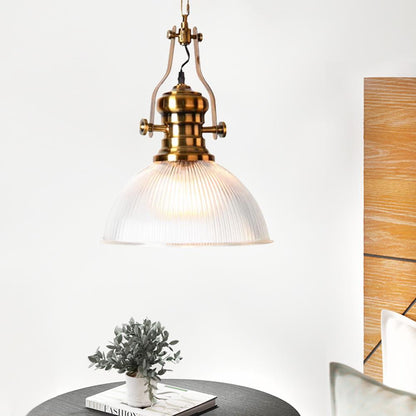 Everett ribbed glass dome pendant – in a bright room