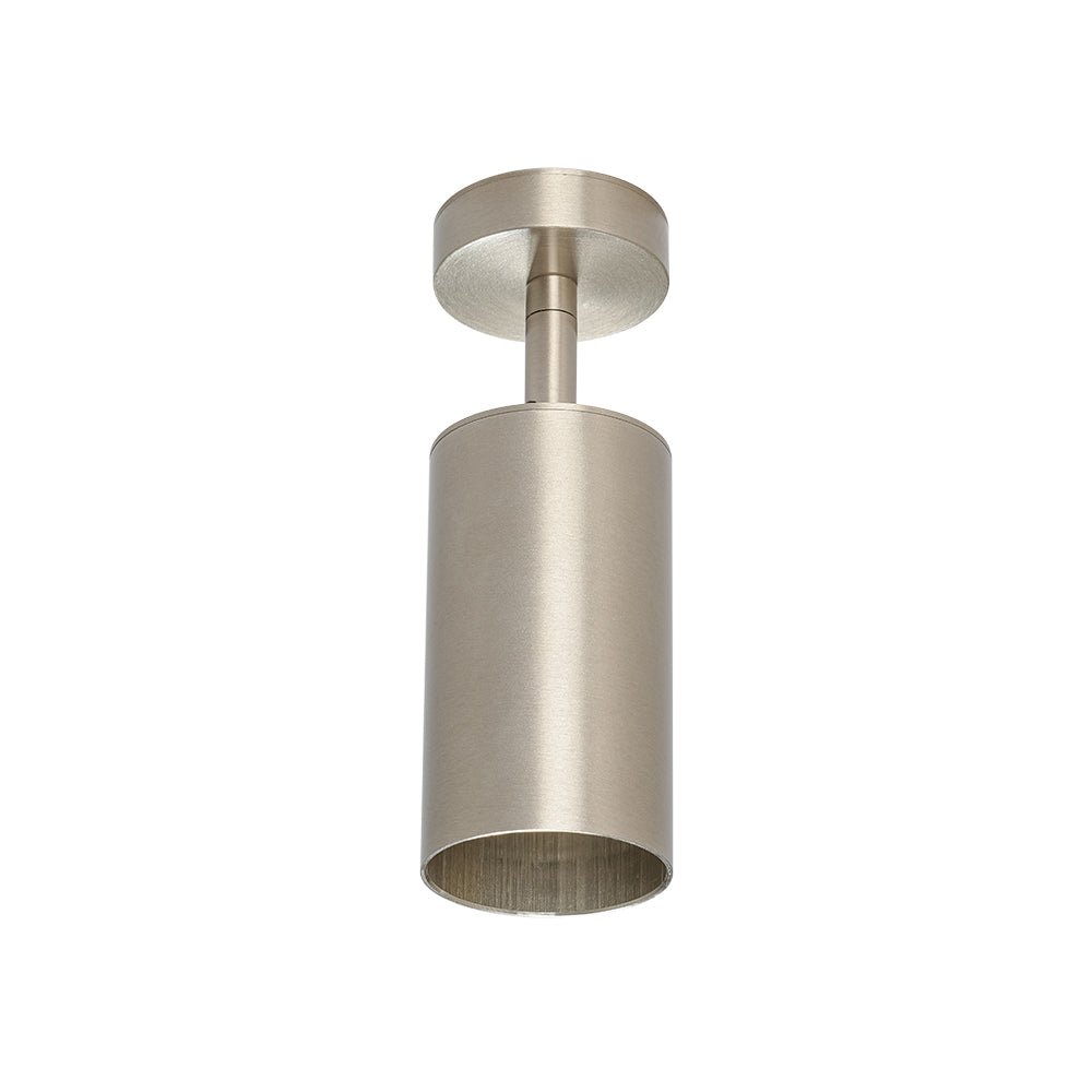 Remy adjustable spot ceiling light – in nickel, straight on white