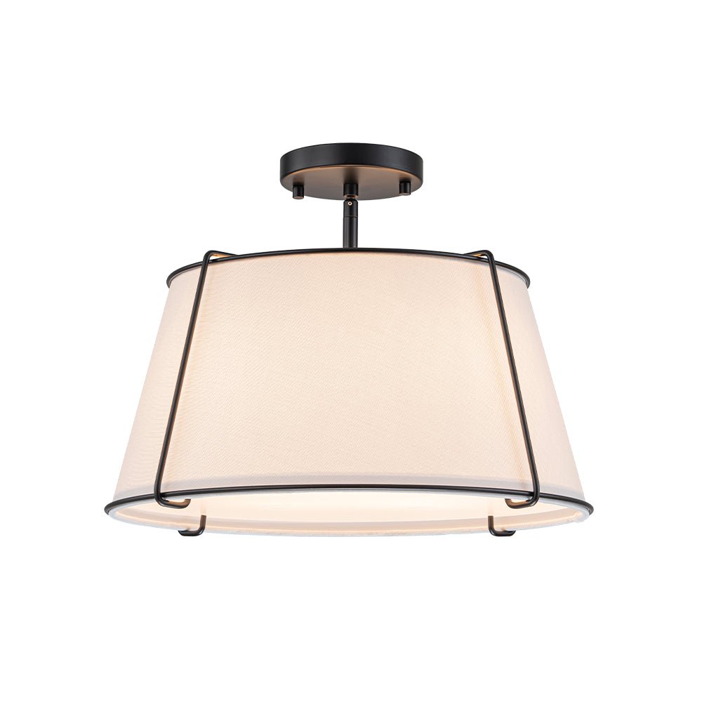 Theodora tapered drum ceiling light – in black on white