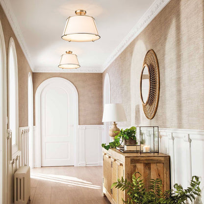 Theodora tapered drum ceiling light – in a hallway with an arched doorway