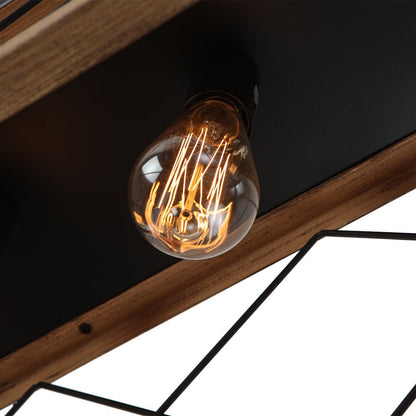 Lysander linear chandelier – filament bulb close-up