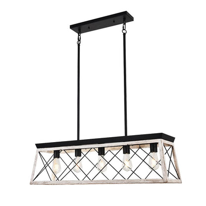 Lysander linear chandelier – in black on white, alternate view