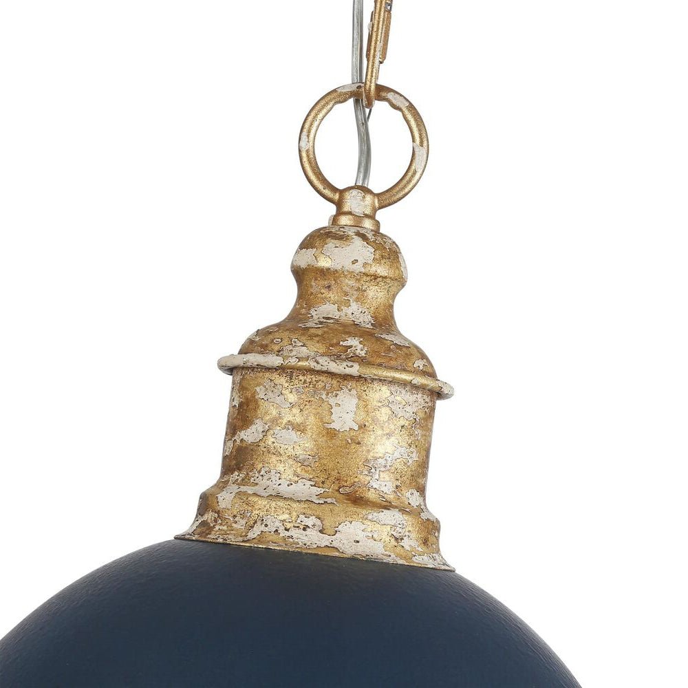 Marisol painted dome pendant – navy dome close-up