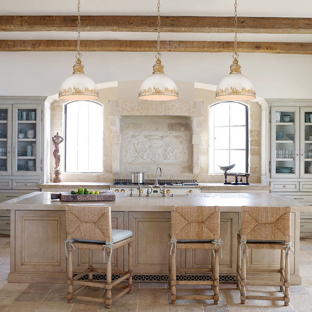 Marisol painted dome pendant – three over a kitchen island