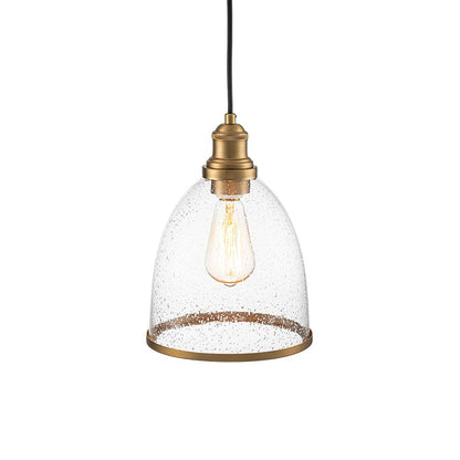 Sienna seeded glass dome pendant – on white, side view