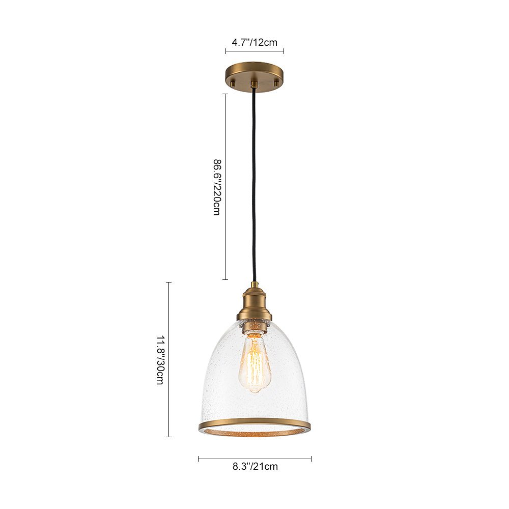 Sienna seeded glass dome pendant – size diagram