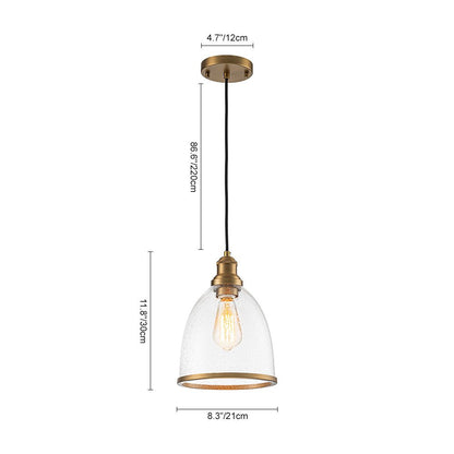 Sienna seeded glass dome pendant – size diagram